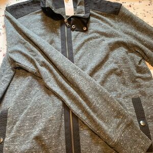 Banana Republic Gray and Black Zip Up Sweater with Soft Knit Texture